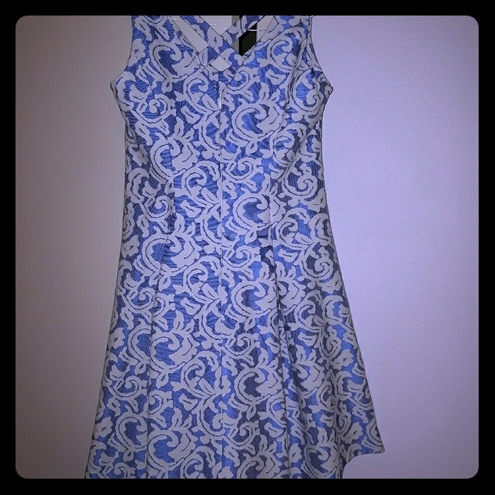 Blue and white dress